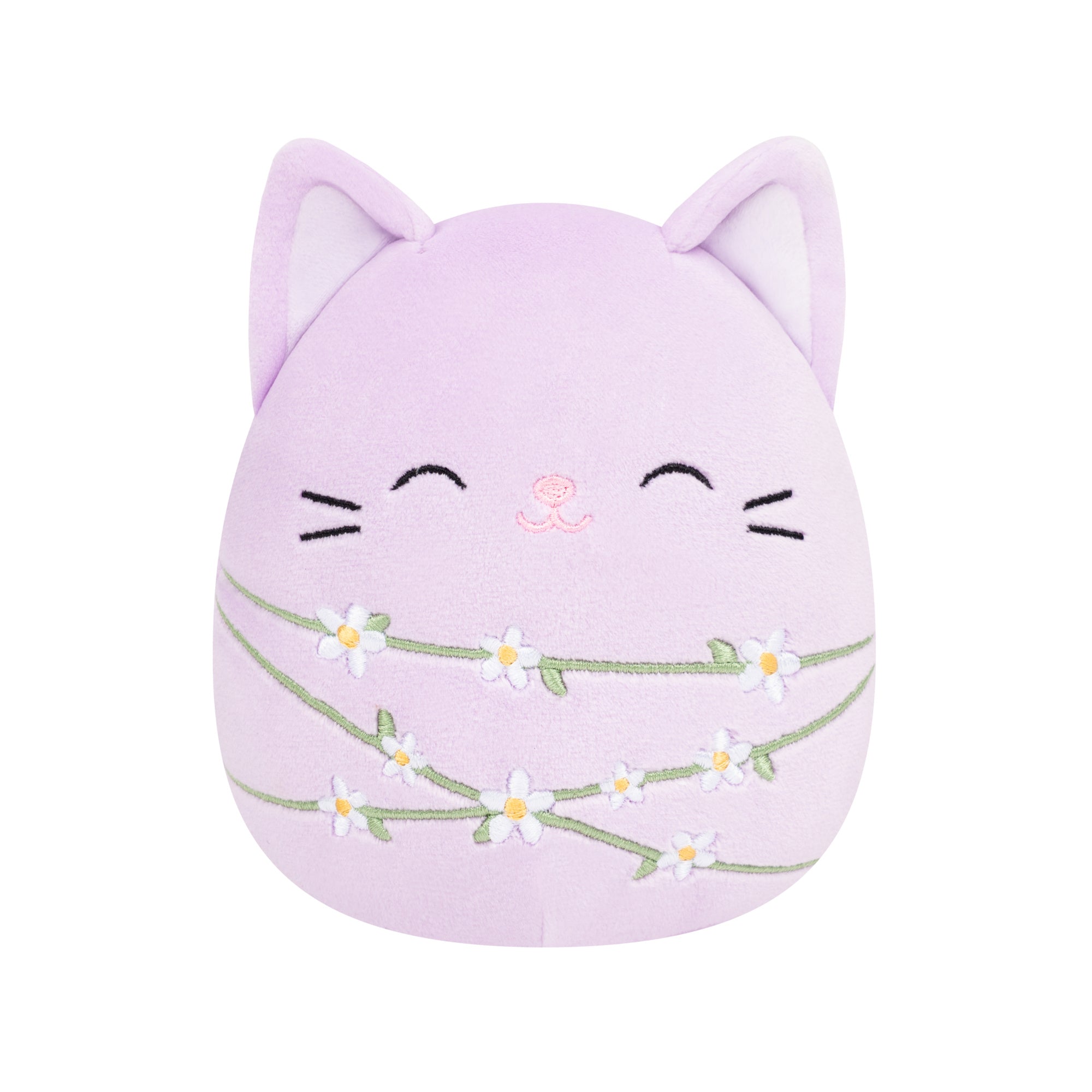 8-Inch Mak the Lavender Cat Wrapped with Flower Stems