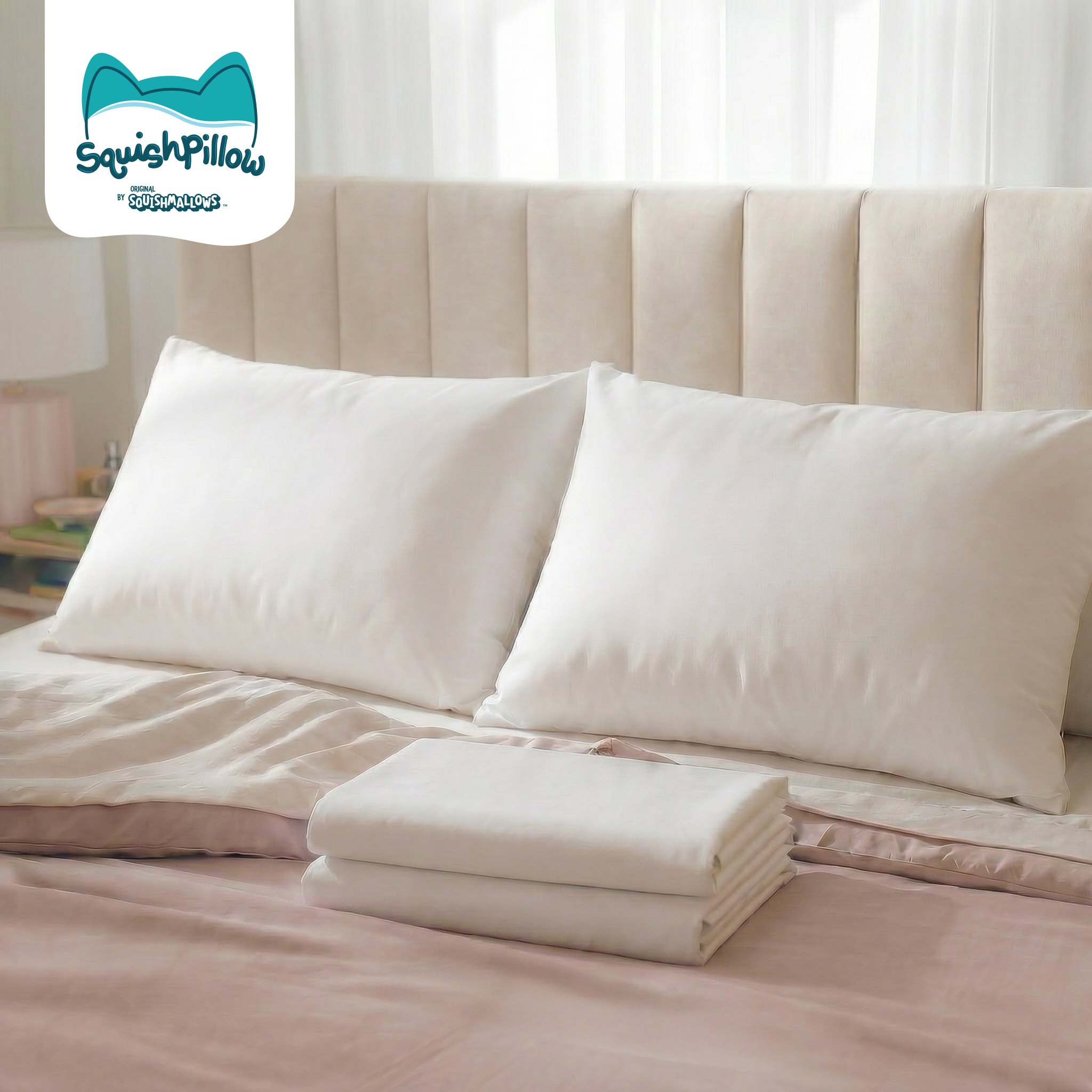 SquishPillow Bed Pillow and Pillowcase 2-Pack