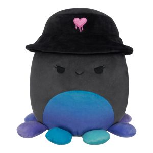 8-Inch Yoko the Charcoal Grey Octopus with Bucket Hat
